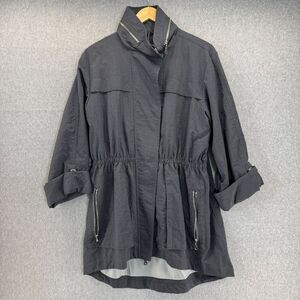 Unbranded Gray Rain Jacket Windbreaker Coat Lagenlook Full Zip Roll‎ Hood Anorak